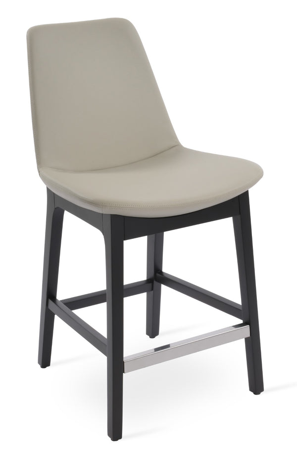 Soho Concept Eiffel Wood Barstools & Counterstools - Stylish Leatherette Seats, Brass Footrests, 2-year Warranty Light Grey  Soho-concept-dining-chair-06803