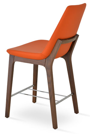 Soho Concept Eiffel Wood Counter & Bar Stools - Luxe Fabrics, Solid Wood, Brass Accents, 10-year Guarantee, 350 Lbs Walnut,Orange  Soho-concept-dining-chair-08392