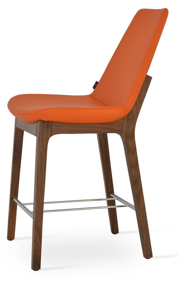 Soho Concept Eiffel Wood Barstools & Counterstools With Luxurious Fabrics, Brass Footrests & 10-year Guarantee Walnut,Orange  Soho-concept-dining-chair-06801