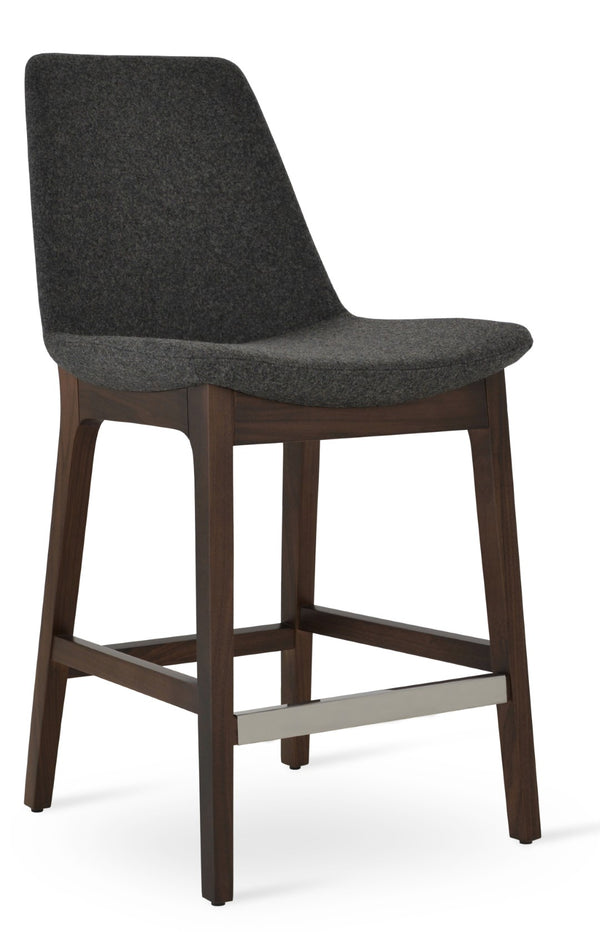 Soho Concept Eiffel Barstools & Counterstools With 10-year Guarantee - Premium Camira Wool Fabric & Solid Wood Walnut,Dark Grey  Soho-concept-dining-chair-08391