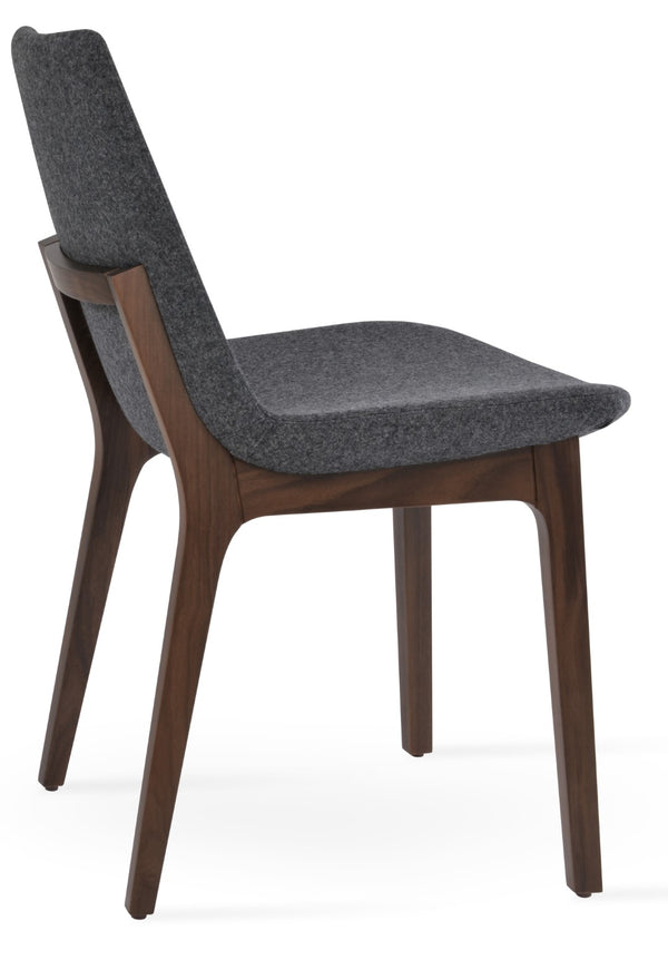 Soho Concept Eiffel Wood Chair - Premium Camira Blazer Wool Fabric, 10-year Guarantee, Durable For Commercial Use Walnut,Dark Grey  Soho-concept-dining-chair-03639