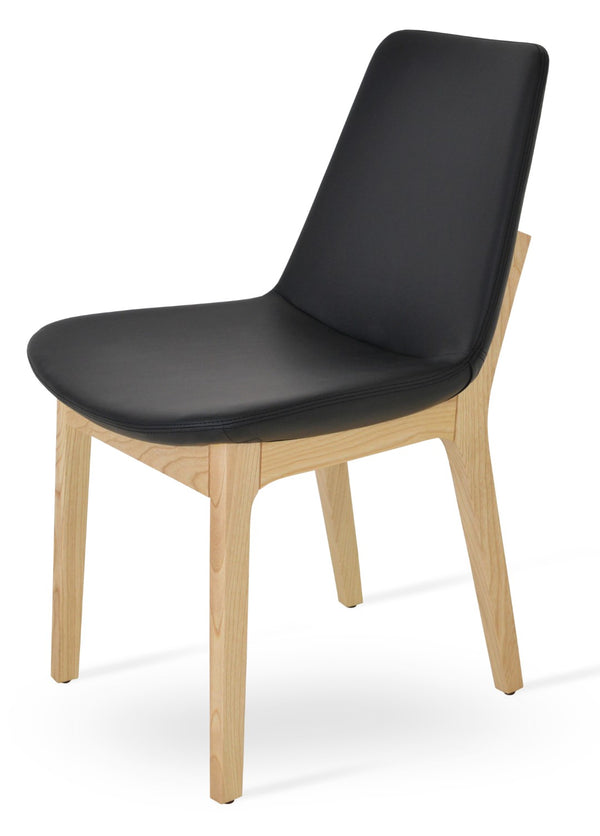 Soho Concept Eiffel Wood Chair - Stylish Dining Seating With Durable Leatherette, Brass Stretchers & 2-year Guarantee Natural,Ash,Black  Soho-concept-dining-chair-03626
