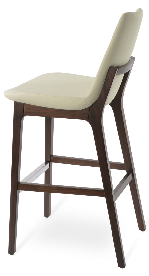 Soho Concept Eiffel Wood Barstools & Counterstools With Luxurious Fabrics, Brass Footrests & 10-year Guarantee Walnut,Cream  Soho-concept-dining-chair-08363