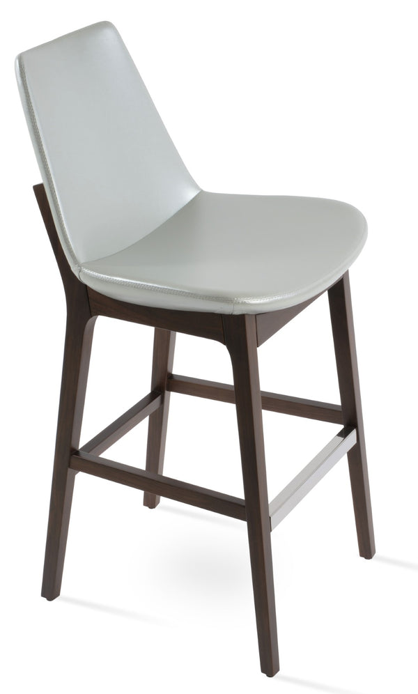 Soho Concept Eiffel Wood Barstools & Counterstools With Luxurious Fabrics, Brass Footrests & 10-year Guarantee Walnut,Silver  Soho-concept-dining-chair-08360