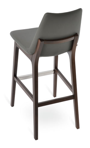 Soho Concept Eiffel Wood Barstools & Counterstools With Luxurious Fabrics, Brass Footrests & 10-year Guarantee Walnut,Grey  Soho-concept-dining-chair-08361