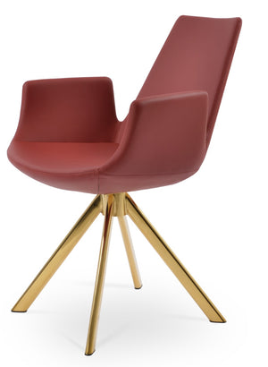 Soho Concept Eiffel Arm Wire Bar & Counter Chair Collection - Stylish Leatherette Upholstery, 2-year Guarantee! Gold,Red  Soho-concept-dining-chair-03052