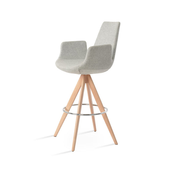 Soho Concept Eiffel Arm Barstools & Counterstools - Stylish Wool Fabric, Solid Wood Base, 10-year Guarantee! Natural,Silver  Soho-concept-dining-chair-08049