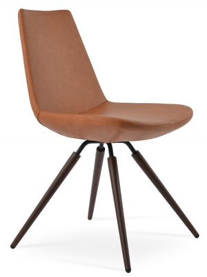 Soho Concept Eiffel Carrot Swivel Armchair Dining Chair - Soft Leatherette, Stylish Walnut Base, 2-year Guarantee Walnut Swivel. Solid Metal Top Part Connected To Four Tubular Legs Soho-concept-dining-chair-03078