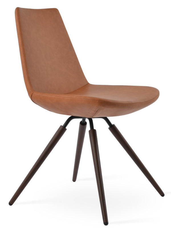 Soho Concept Eiffel Carrot Swivel Armchair Dining Chair - Soft Leatherette, Stylish Walnut Base, 2-year Guarantee Walnut Swivel. Solid Metal Top Part Connected To Four Tubular Legs Soho-concept-dining-chair-03078