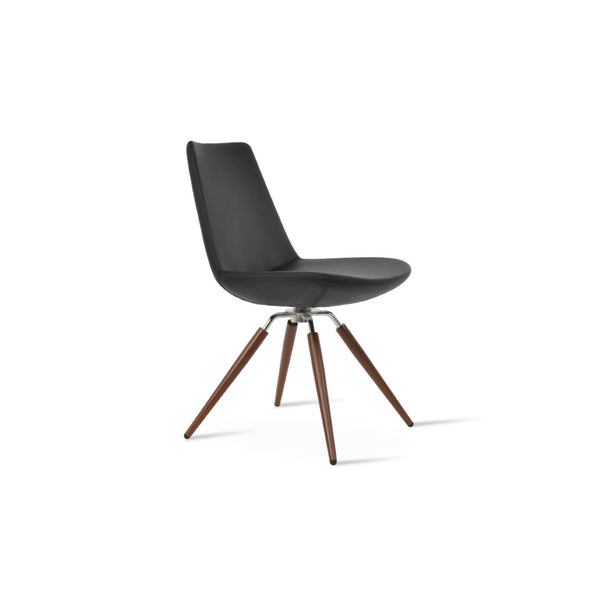 Soho Concept Eiffel Carrot Swivel Chair - Stylish Leatherette Dining Chair With Metal Base & 2-year Guarantee Black,Walnut Swivel. Solid Metal Top Part Connected To Four Tubular Legs Soho-concept-dining-chair-03076