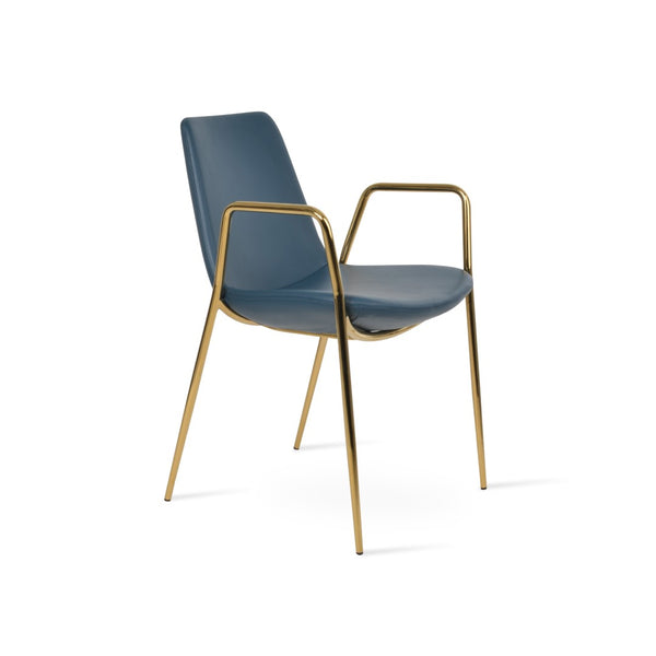 Soho Concept Eiffel Classy Armrest Dining Chair – Stylish Leatherette, Chrome Base, 2-year Guarantee, Turkiye Crafted Gold,Blue  Soho-concept-dining-chair-03109