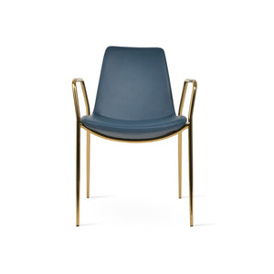 Soho Concept Eiffel Classy Armrest Dining Chair – Stylish Leatherette, Chrome Base, 2-year Guarantee, Turkiye Crafted Gold,Blue  Soho-concept-dining-chair-03109