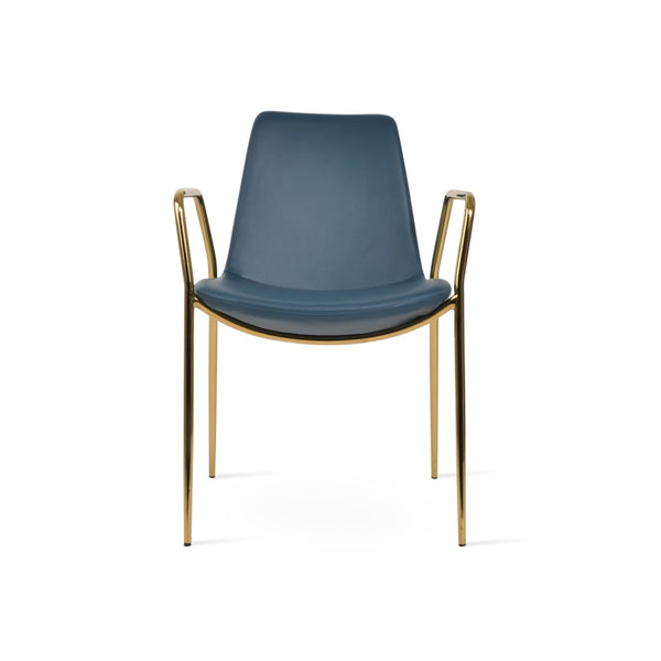 Soho Concept Eiffel Classy Armrest Dining Chair – Stylish Leatherette, Chrome Base, 2-year Guarantee, Turkiye Crafted Gold,Blue  Soho-concept-dining-chair-03109