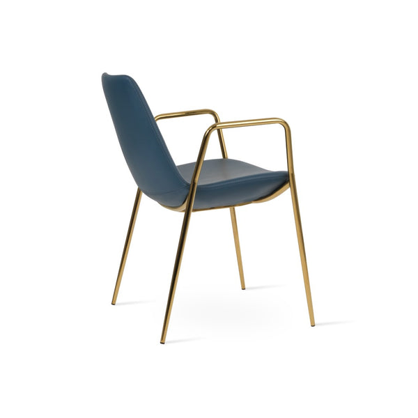Soho Concept Eiffel Classy Armrest Dining Chair – Stylish Leatherette, Chrome Base, 2-year Guarantee, Turkiye Crafted Gold,Blue  Soho-concept-dining-chair-03109