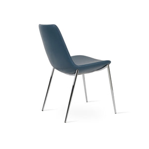 Soho Concept Eiffel Classy Dining Armchair - Elegant Leatherette Chair With Chrome Base, 2-year Warranty, Blue Chrome,Blue  Soho-concept-dining-chair-03126