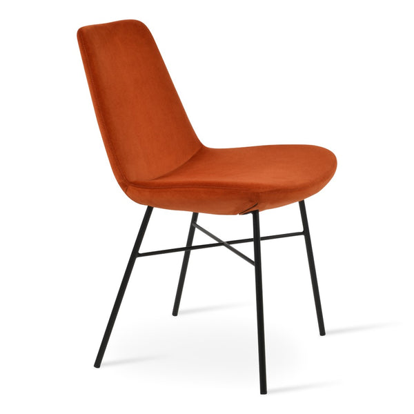 Soho Concept Eiffel Cross Chair - Modern Dining Chair With Boucle, Velvet & Nubuck Fabrics, 10-year Guarantee, 300 Lbs Black,Orange  Soho-concept-dining-chair-03145