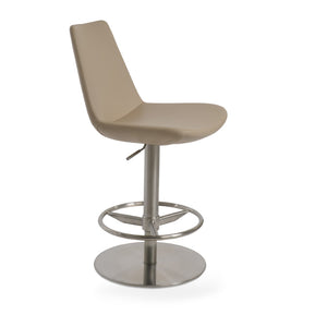 Soho Concept Eiffel Adjustable Arm Piston Stool With Full Footrest - Stylish Leatherette & Brushed Steel Design Brushed Steel Wheat  Soho-concept-dining-chair-08056