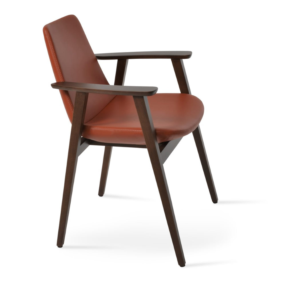 Soho Concept Eiffel Guest Chair With Armrests - Durable Walnut Design, 5-year Guarantee, Stylish Comfort & Support Walnut  Soho-concept-dining-chair-03216