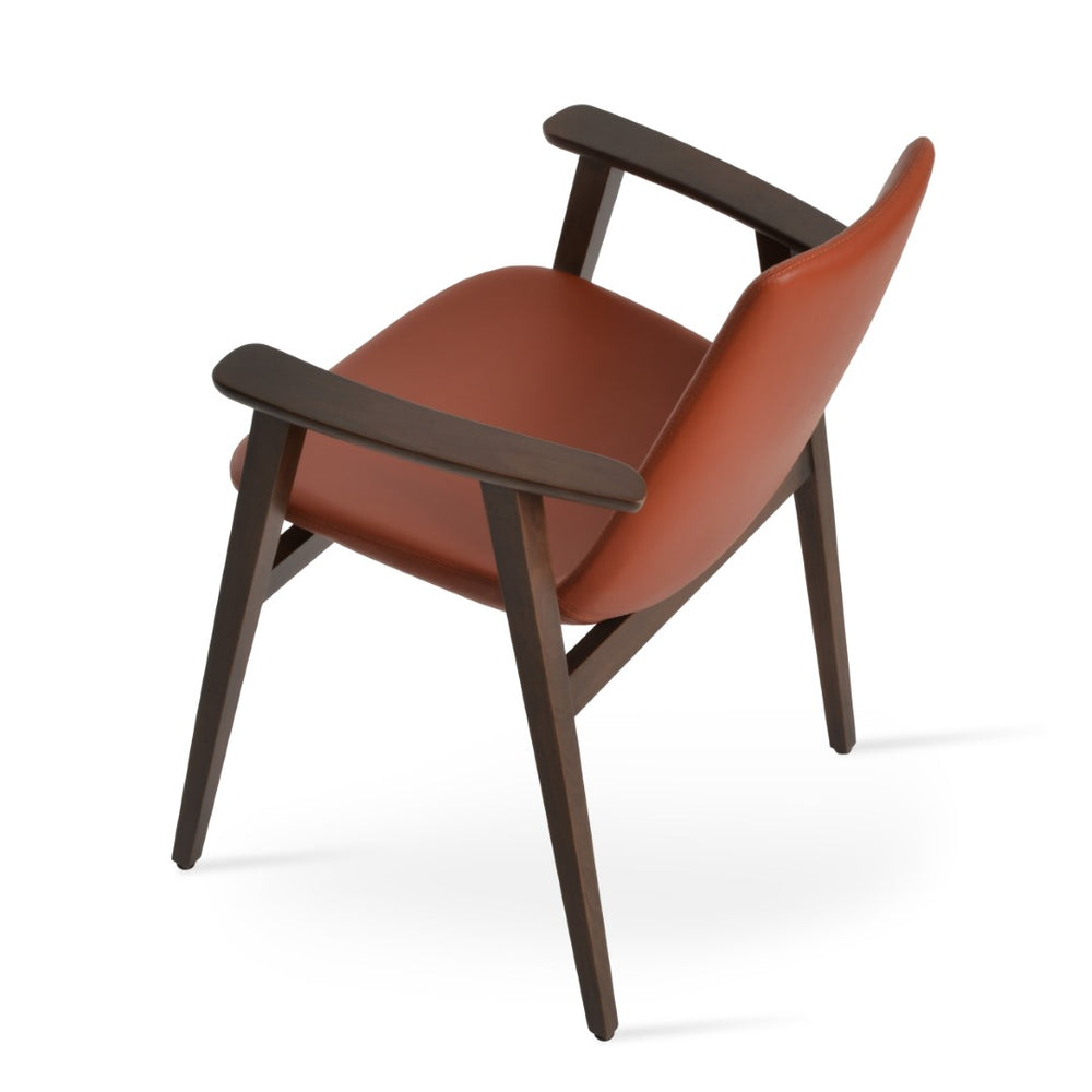 Soho Concept Eiffel Guest Chair With Armrests - Durable Walnut Design, 5-year Guarantee, Stylish Comfort & Support Walnut  Soho-concept-dining-chair-03216