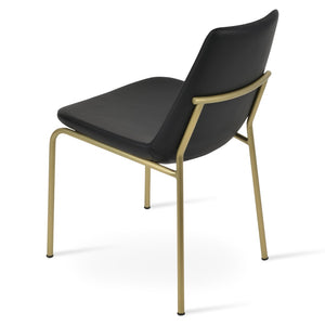 Soho Concept Eiffel Harris Chair - Elegant Dining Chair With Leatherette, Chrome Base & 2-year Guarantee, 300 Lb Capacity Brass,Black  Soho-concept-dining-chair-03247
