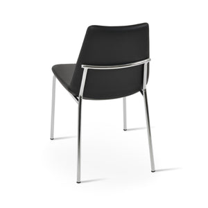 Soho Concept Eiffel Harris Chair - Elegant Dining Chair With Leatherette, Chrome Base & 2-year Guarantee, 300 Lb Capacity Black,Chrome  Soho-concept-dining-chair-03228