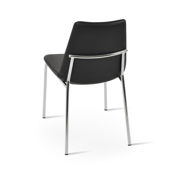 Soho Concept Eiffel Harris Chair - Elegant Dining Chair With Leatherette, Chrome Base & 2-year Guarantee, 300 Lb Capacity Black,Chrome  Soho-concept-dining-chair-03228