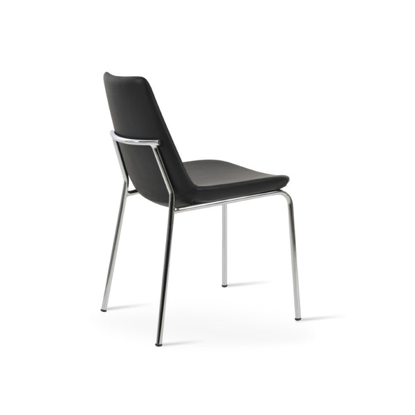 Soho Concept Eiffel Harris Chair - Elegant Dining Chair With Leatherette, Chrome Base & 2-year Guarantee, 300 Lb Capacity Black,Chrome  Soho-concept-dining-chair-03228