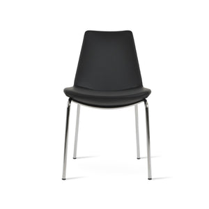 Soho Concept Eiffel Harris Chair - Elegant Dining Chair With Leatherette, Chrome Base & 2-year Guarantee, 300 Lb Capacity Black,Chrome  Soho-concept-dining-chair-03228