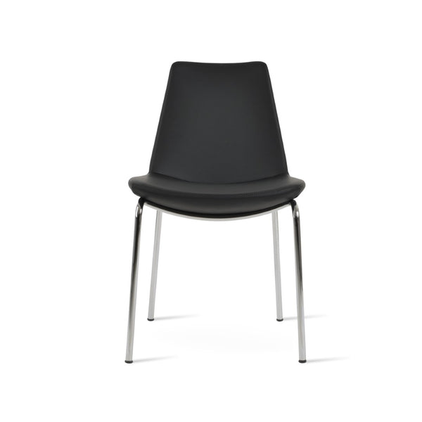 Soho Concept Eiffel Harris Chair - Elegant Dining Chair With Leatherette, Chrome Base & 2-year Guarantee, 300 Lb Capacity Black,Chrome  Soho-concept-dining-chair-03228