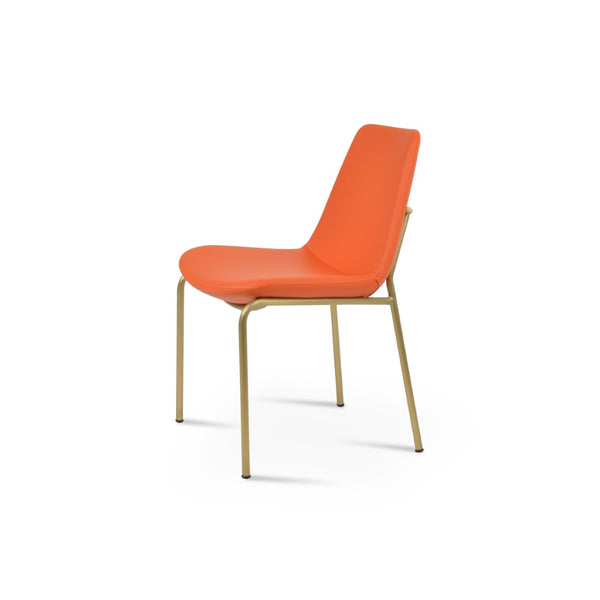 Soho Concept Eiffel Harris Chair - Elegant Dining Chair With Leatherette, Chrome Base & 2-year Guarantee, 300 Lb Capacity Orange,Brass  Soho-concept-dining-chair-03229