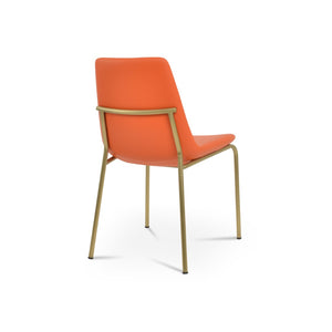 Soho Concept Eiffel Harris Chair - Elegant Dining Chair With Leatherette, Chrome Base & 2-year Guarantee, 300 Lb Capacity Orange,Brass  Soho-concept-dining-chair-03229