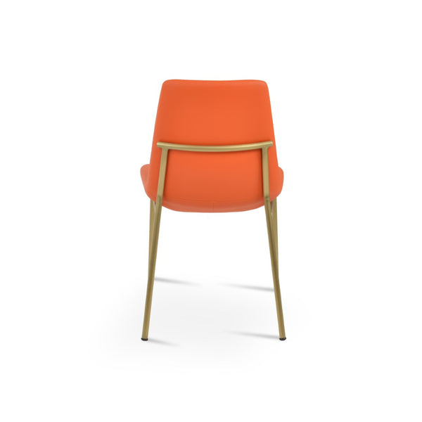 Soho Concept Eiffel Harris Chair - Elegant Dining Chair With Leatherette, Chrome Base & 2-year Guarantee, 300 Lb Capacity Orange,Brass  Soho-concept-dining-chair-03229