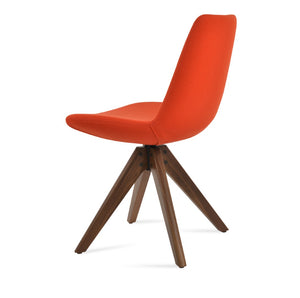 Soho Concept Eiffel Pyramid Swivel Dining Chair: Stylish Wool Upholstery, Solid Wood Base, 10-year Warranty, 350 Lbs Support Walnut,Orange  Soho-concept-dining-chair-03327