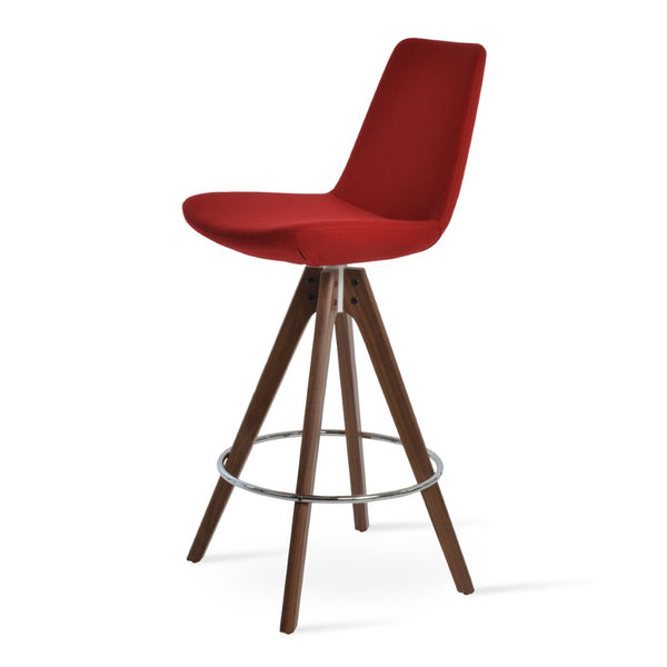 Soho Concept Eiffel Pyramid Barstools & Counterstools - Stylish Wool Upholstery, 10-year Guarantee, Solid Wood Walnut,Red  Soho-concept-dining-chair-08083