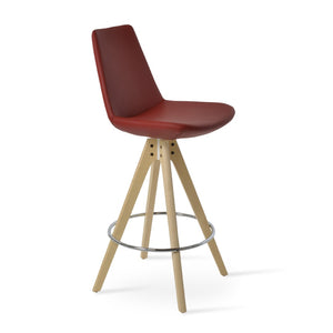 Soho Concept Eiffel Pyramid Barstools & Counterstools - Stylish Wood Swivel Stools In Boucle, Velvet, Nubuck Fabrics Natural,Ash,Red  Soho-concept-dining-chair-08082