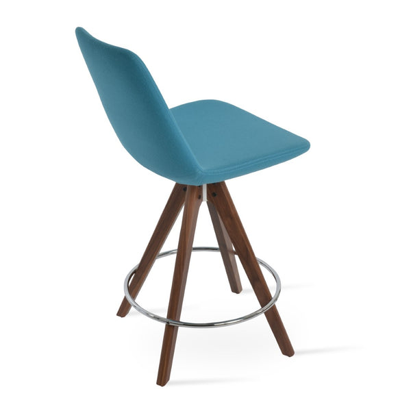 Soho Concept Eiffel Pyramid Wood Barstools & Counterstools - Stylish Swivel Design, Premium Wool Fabric, 10-year Guarantee Walnut,Turquoise  Soho-concept-dining-chair-08088
