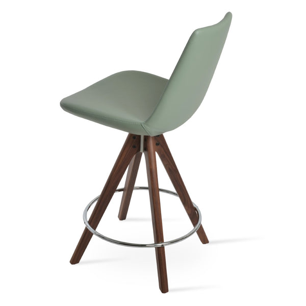 Soho Concept Eiffel Pyramid Barstools & Counterstools - Stylish Wood Swivel Stools In Boucle, Velvet, Nubuck Fabrics Walnut  Soho-concept-dining-chair-08087