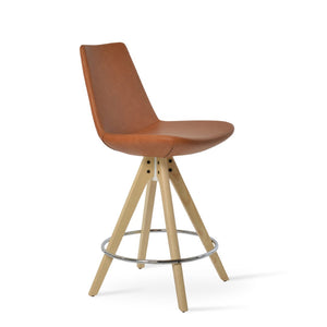 Soho Concept Eiffel Pyramid Barstools & Counterstools - Stylish Wood Swivel Stools In Boucle, Velvet, Nubuck Fabrics Natural,Ash  Soho-concept-dining-chair-08095