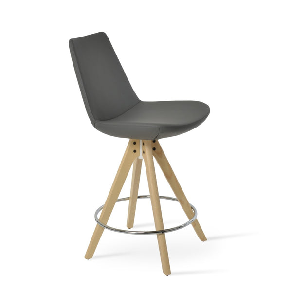 Soho Concept Eiffel Pyramid Barstools & Counterstools - Stylish Wood Swivel Stools In Boucle, Velvet, Nubuck Fabrics Natural,Ash,Grey  Soho-concept-dining-chair-08096