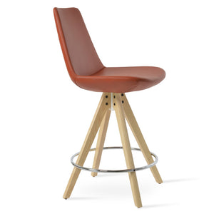 Soho Concept Eiffel Pyramid Barstools & Counterstools - Stylish Wood Swivel Stools In Boucle, Velvet, Nubuck Fabrics Natural,Ash  Soho-concept-dining-chair-08091