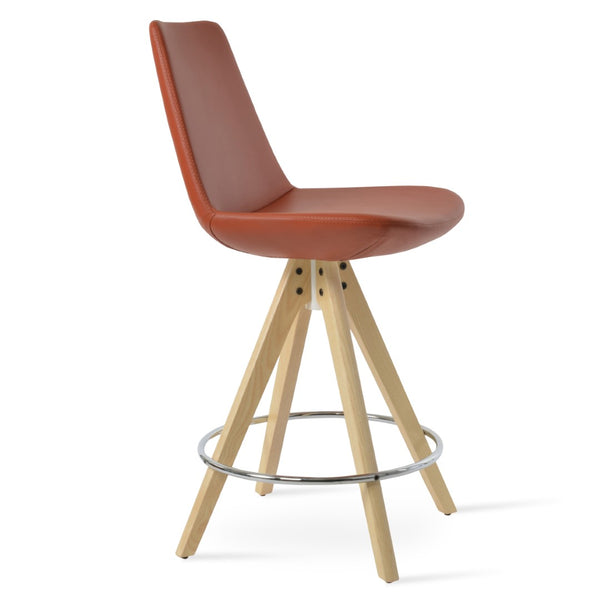 Soho Concept Eiffel Pyramid Barstools & Counterstools - Stylish Wood Swivel Stools In Boucle, Velvet, Nubuck Fabrics Natural,Ash  Soho-concept-dining-chair-08091