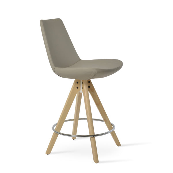 Soho Concept Eiffel Pyramid Barstools & Counterstools - Stylish Wood Swivel Stools In Boucle, Velvet, Nubuck Fabrics Natural,Ash  Soho-concept-dining-chair-08093