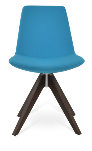 Soho Concept Eiffel Pyramid Swivel Dining Chair - Luxury Fabrics & Solid Wood Base, 10-year Guarantee, 350 Lbs Capacity Walnut,Turquoise  Soho-concept-dining-chair-03310
