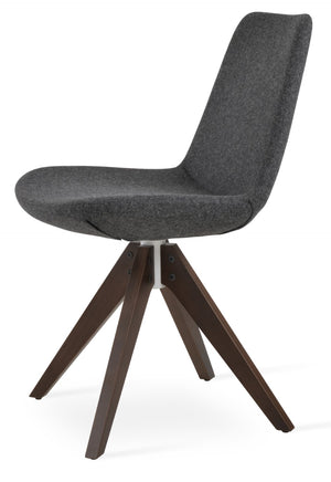 Soho Concept Eiffel Pyramid Swivel Dining Chair: Stylish Wool Upholstery, Solid Wood Base, 10-year Warranty, 350 Lbs Support Walnut,Dark Grey  Soho-concept-dining-chair-03308