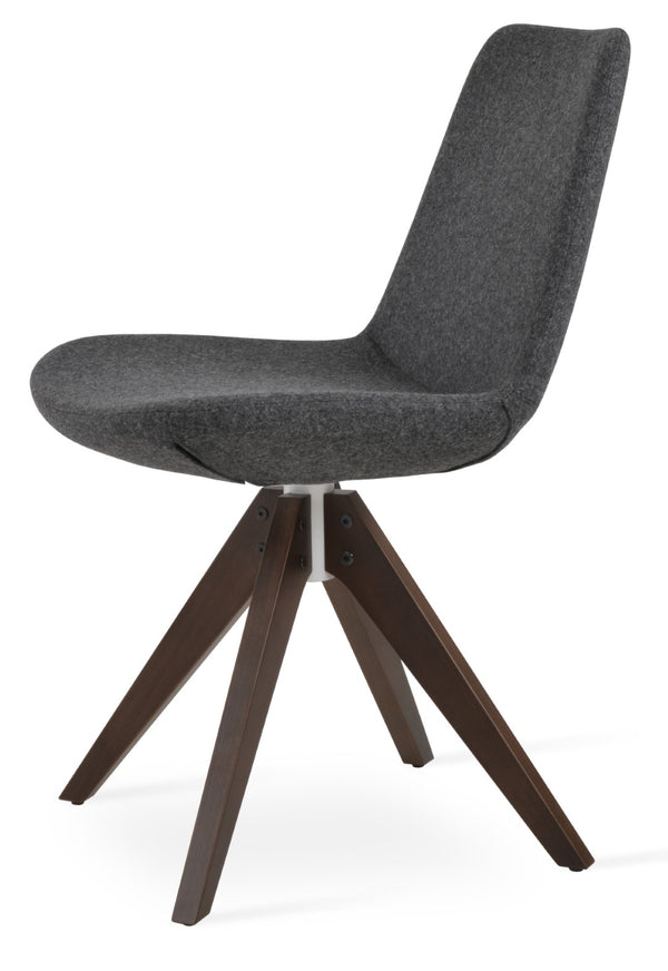 Soho Concept Eiffel Pyramid Swivel Dining Chair: Stylish Wool Upholstery, Solid Wood Base, 10-year Warranty, 350 Lbs Support Walnut,Dark Grey  Soho-concept-dining-chair-03308