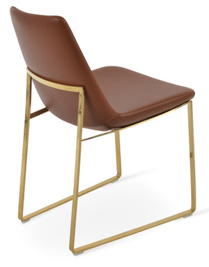 Soho Concept Eiffel Sled Chair - Stylish Soft Leatherette, Polished Base, 2-year Warranty, 350 Lbs Capacity, Turkiye Gold  Soho-concept-dining-chair-03390