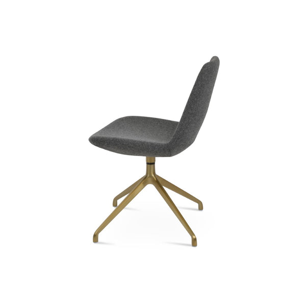 Soho Concept Eiffel Spider Swivel Chair In Premium Camira Blazer Wool - 10-year Guarantee, Dark Grey Comfort Brass,Dark Grey  Soho-concept-dining-chair-03430