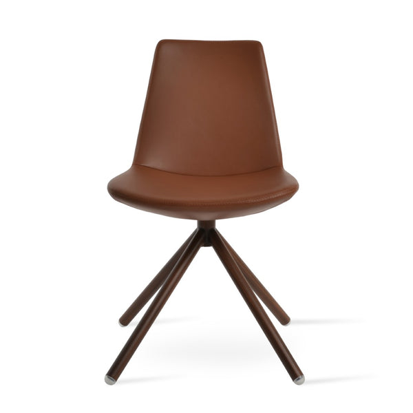 Soho Concept Eiffel Stick Swivel Chair - Elegant Leatherette Dining Chair With Soft Walnut Finish & 2-year Guarantee Walnut  Soho-concept-dining-chair-03488