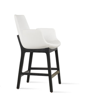 Soho Concept Eiffel Wood Barstools & Counterstools - Stylish Leatherette Seats, Brass Footrests, 2-year Warranty Ash,White  Soho-concept-dining-chair-08114