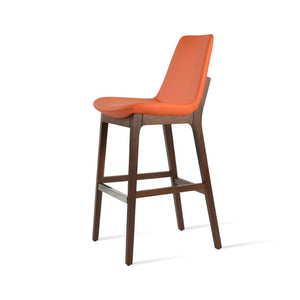 Soho Concept Eiffel Wood Barstools & Counterstools - Stylish Leatherette Seats, Brass Footrests, 2-year Warranty Walnut,Orange  Soho-concept-dining-chair-08115